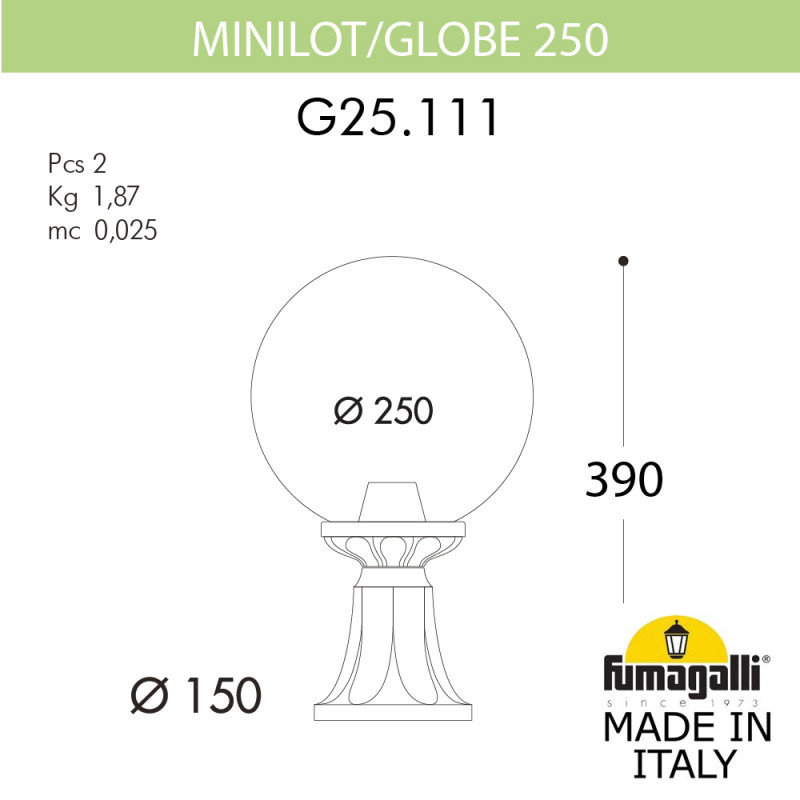 Светильник уличный наземный Fumagalli GLOBE 250 G25.111.000.BXE27